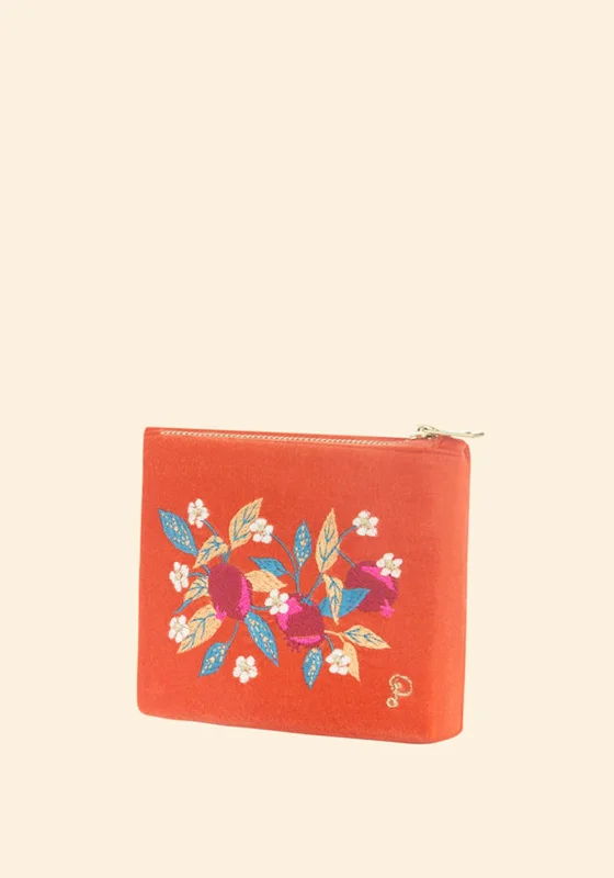 Powder Velvet Mini Pomegranate Pouch, Tangerine