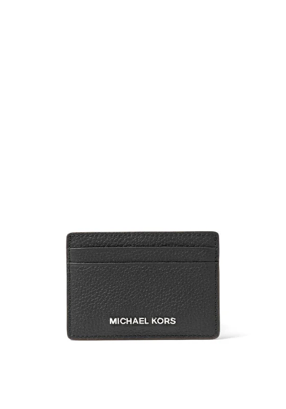 MICHAEL Michael Kors Pebbled Leather Card Holder, Black