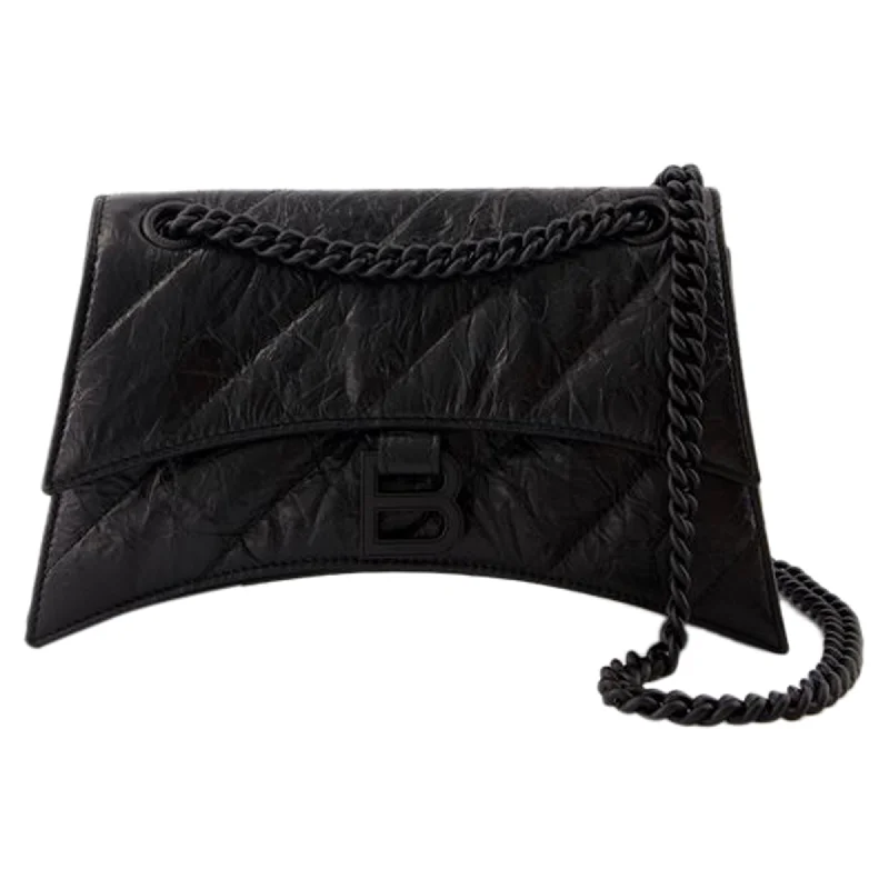 Crush Chain S Shoulder Bag - Balenciaga - Leather - Black