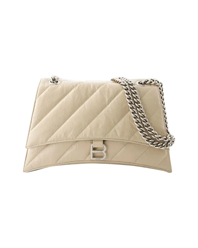 Crush Chain Hobo Bag - Balenciaga - Leather - Taupe