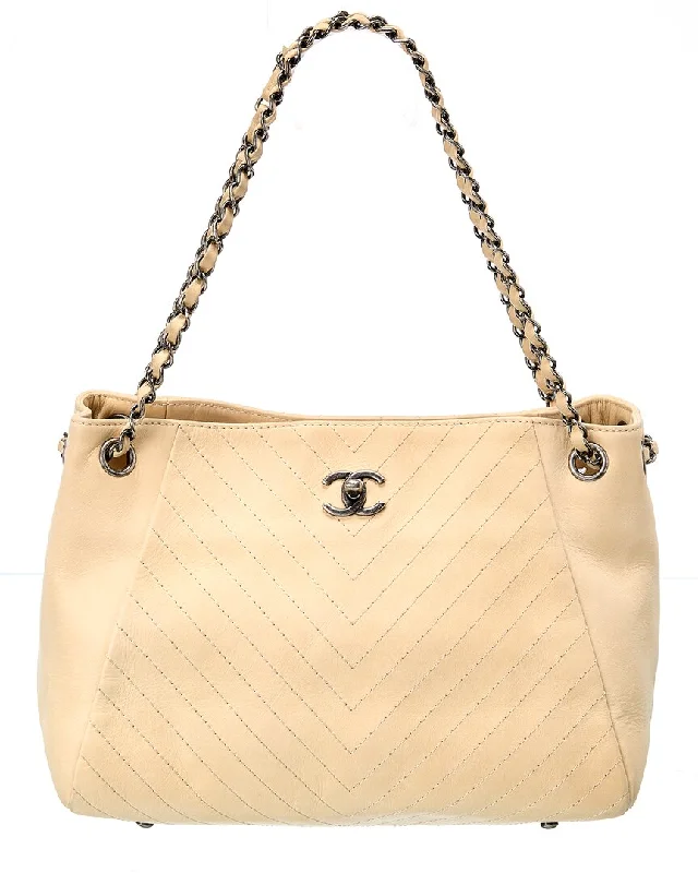 Chanel Beige Suede CC Chain Tote (Authentic Pre-Owned)