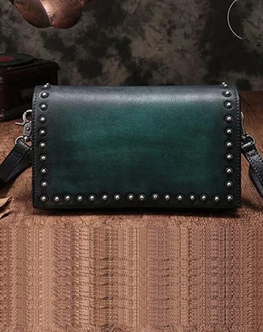 Green Womens Vintage Leather Shoulder Purse Brown Studded Small Red Side Bag Purse for Ladies