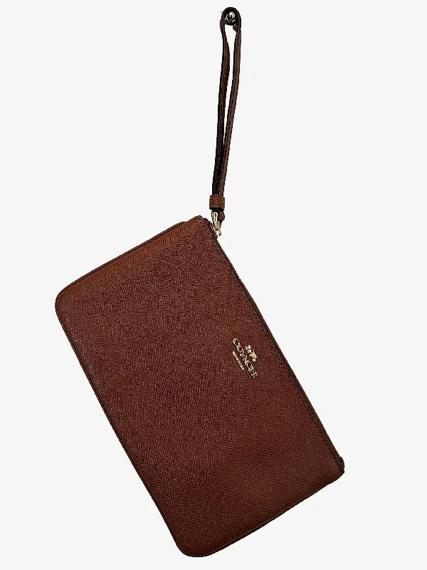 Coach Pebbled Chocolate Wristlet