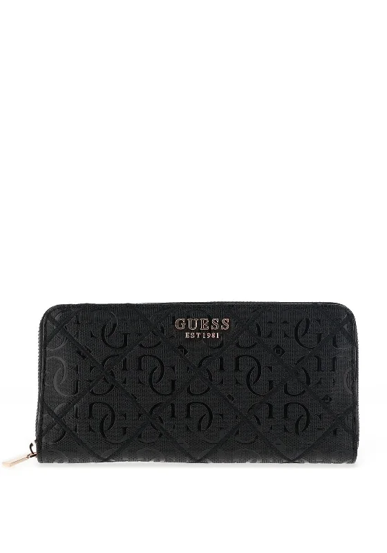 Guess Caddie Logo Patent Maxi Wallet, Black