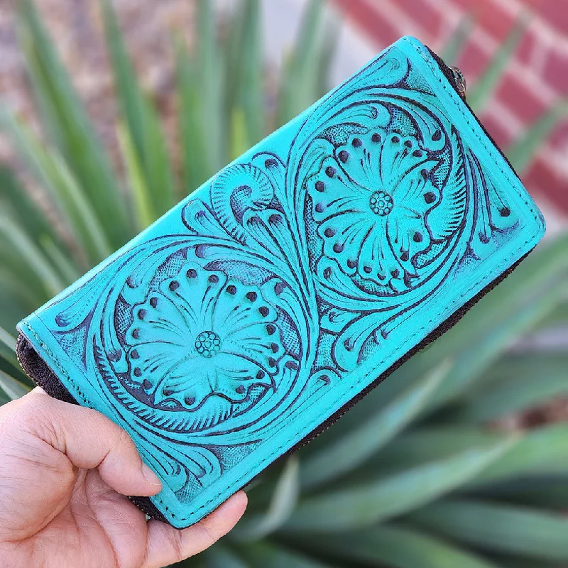 American Darling Turquoise Tooled Wallet