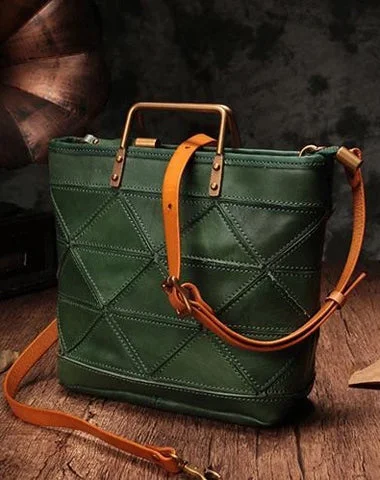 Small Green Womens Leather Tote Bags Small Tote Handbags Brown Shoulder Tote Purse for Ladies