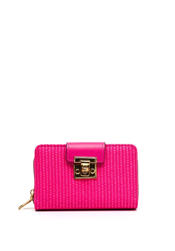 Zen Collection Zip Around Woven Wallet, Pink