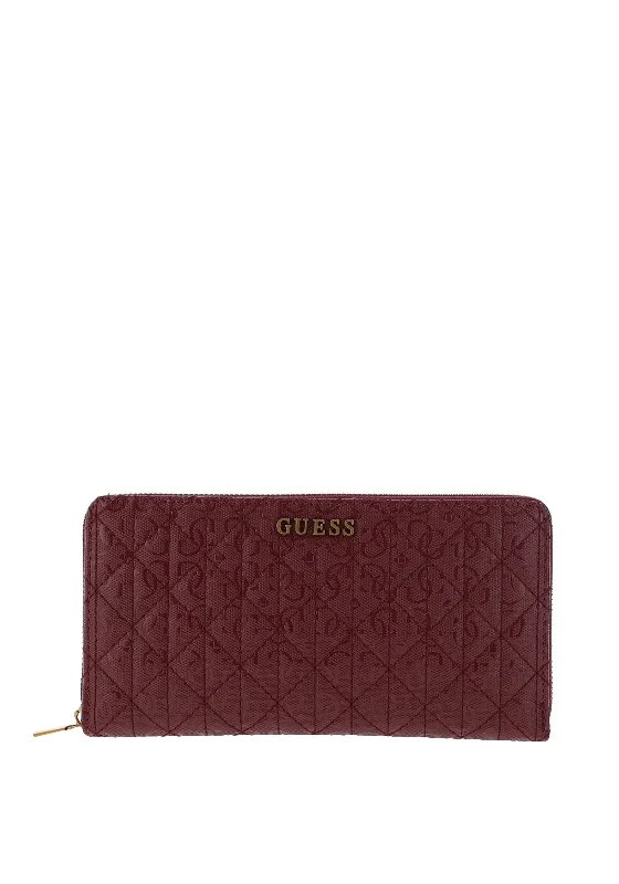 Guess Aveta Large Zip Around Wallet, Merlot