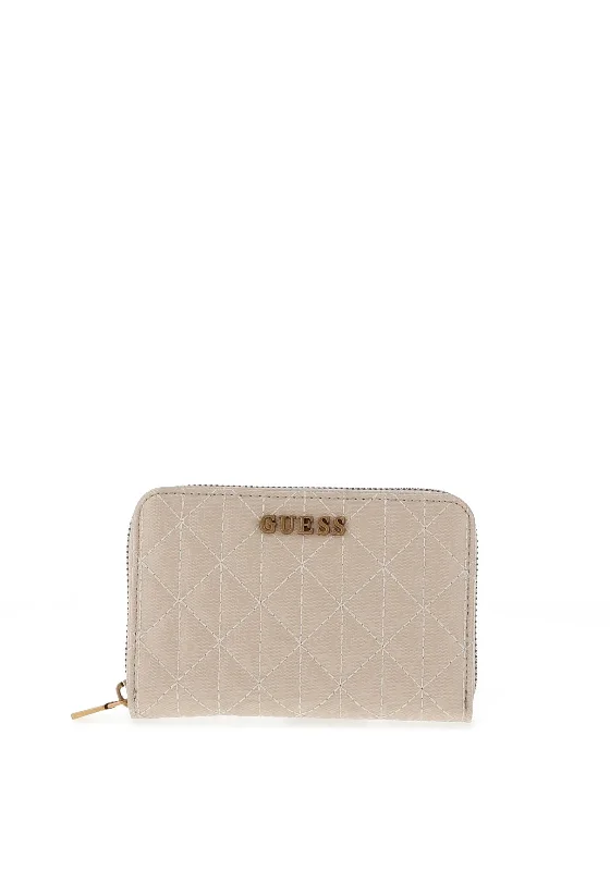 Guess Aveta Logo Medium Zip Around Wallet, Stone