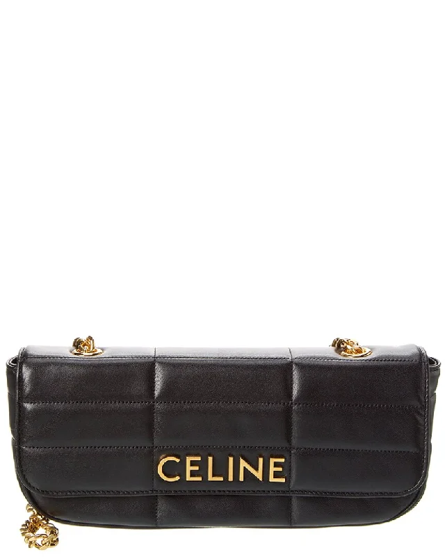 CELINE Monochrome Quilted Leather Shoulder Bag