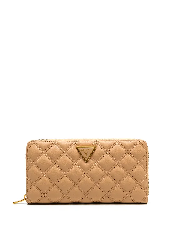 Guess Guilly Large Quilted Zip Around Wallet, Beige