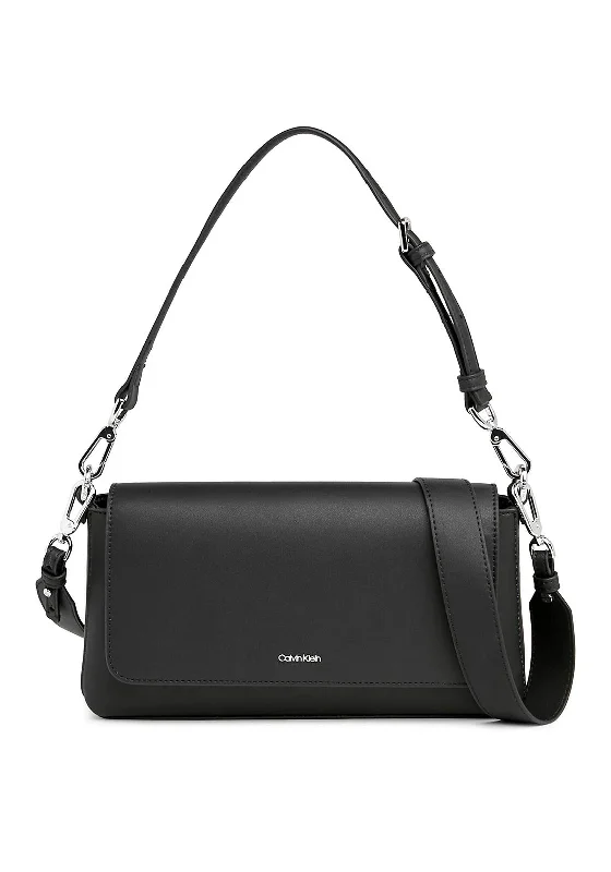 Calvin Klein Faux Leather Shoulder Bag, Black