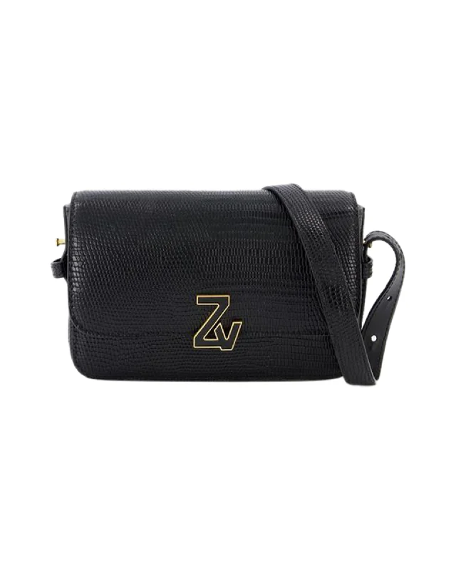 Zv Le Mini Hobo Bag - Zadig & Voltaire -  Black - Croc Embossed Leather