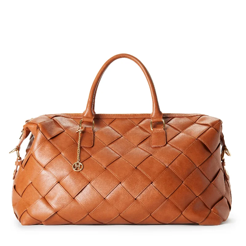 BROOKE Woven Vegan Weekender - Cognac