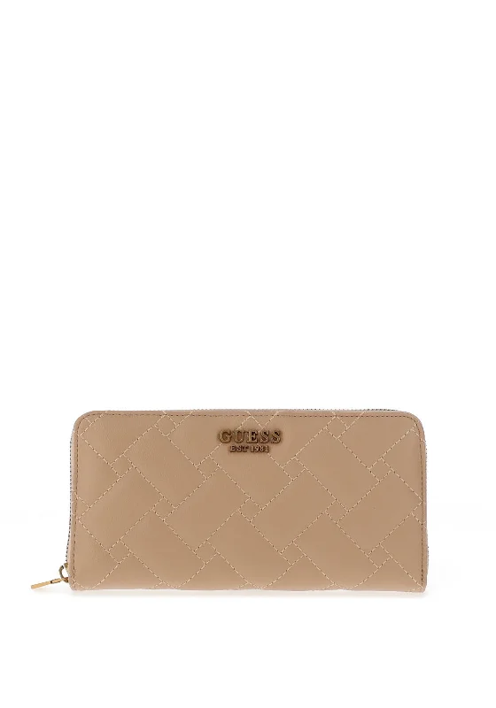 Guess Gracelynn Large Zip Around Wallet, Beige