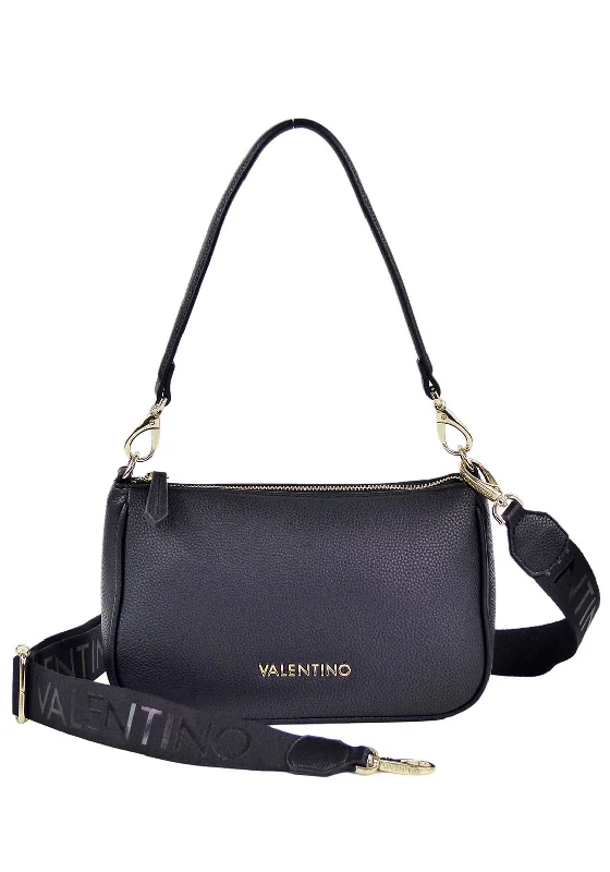 Valentino Never Pebbled Shoulder Bag, Black