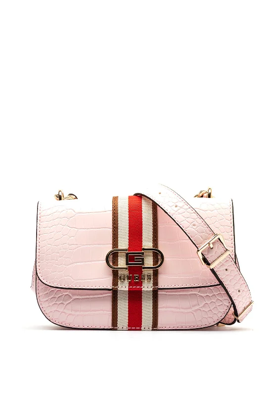 Guess Nelka Front Stripe Mini Crossbody Bag, Pale Pink