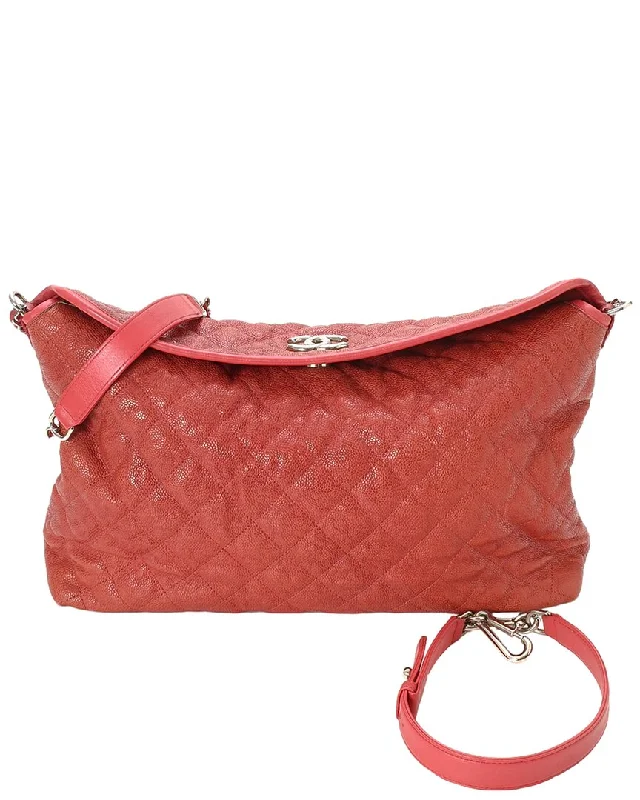 Chanel Orange Quilted Lambskin Leather CC Chain Tote (Authentic Pre-Owned)