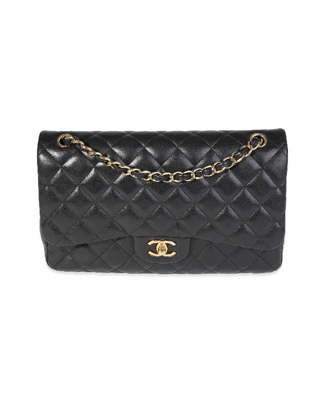 Chanel Black Quilted Lambskin Jumbo Classic Double Flap Bag