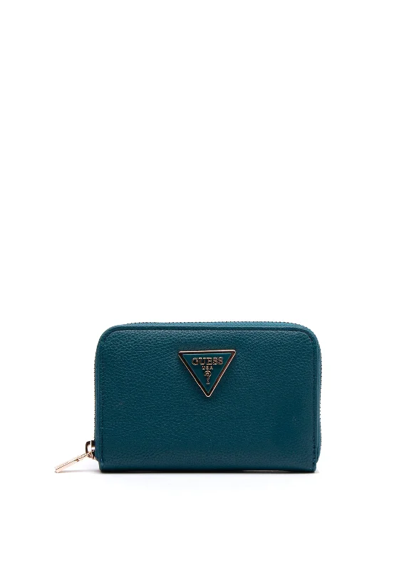 Guess Meridian Large Zip Around Wallet, Teal