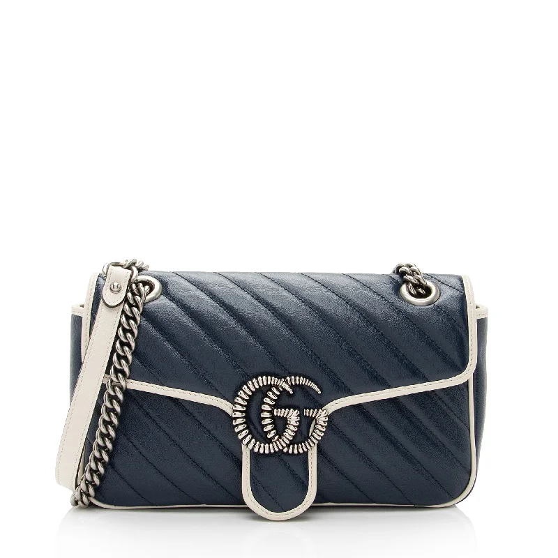 Gucci Matelasse Leather Torchon GG Marmont Small Flap Bag