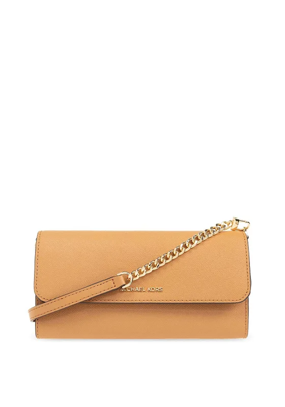 MICHAEL Michael Kors Jet Set Leather Crossbody Wallet, Pale Peanut