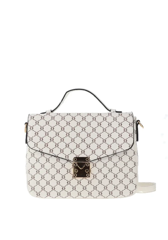 Zen Collection Monogram Flap Over Grab Bag, White