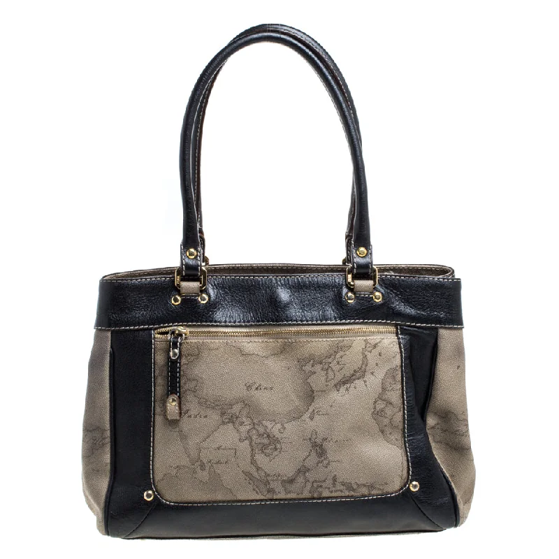 Alviero Martini 1A Classe  Geo Print Coated Canvas And Leather Tote