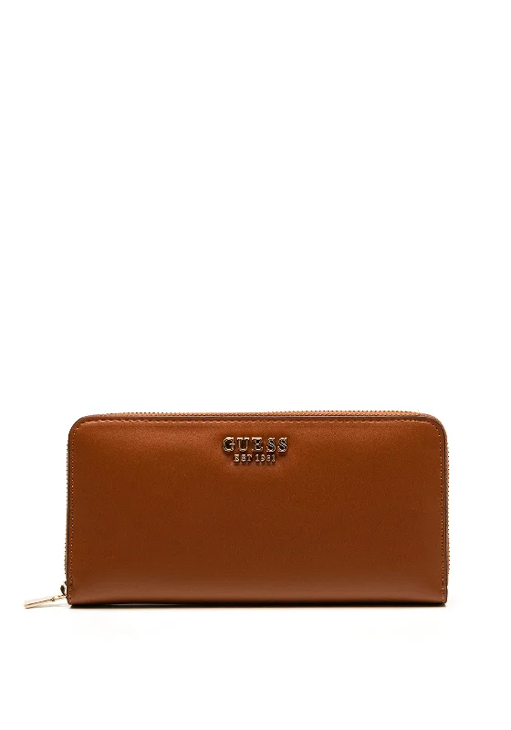 Guess Laurel Large Zip Around Wallet, Cognac