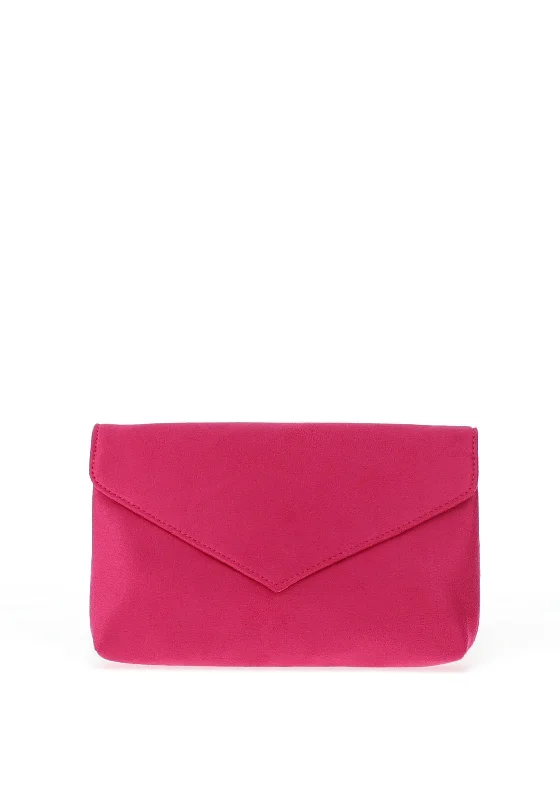 Zen Collection Faux Suede Envelope Fold Pouch Clutch Bag, Fuchsia