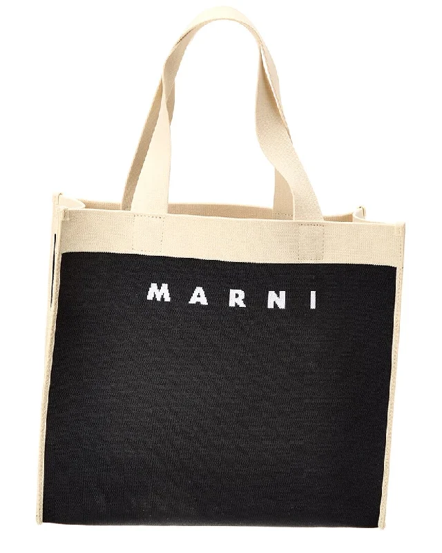 Marni Logo Jacquard Medium Canvas Tote