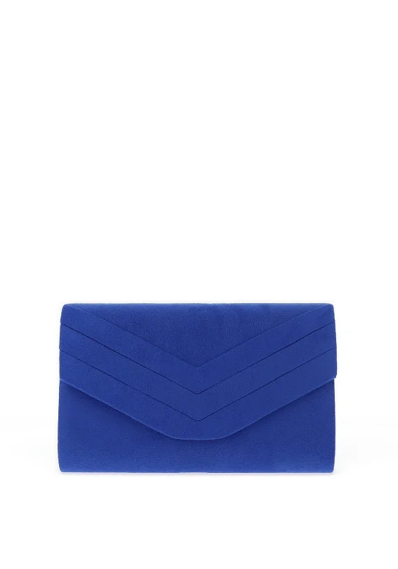 Zen Collection Faux Suede Envelope Fold Stripe Clutch Bag, Royal Blue