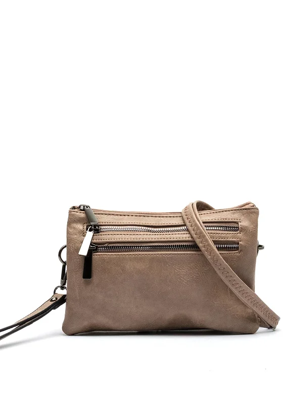 Zen Collection Zipped Shoulder Bag, Brown