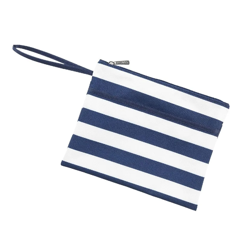 Navy Stripe Zip Pouch Wristlet