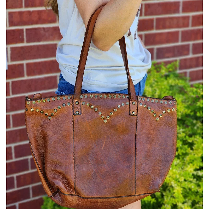 Spaghetti Western Tan Leather Studded Bag