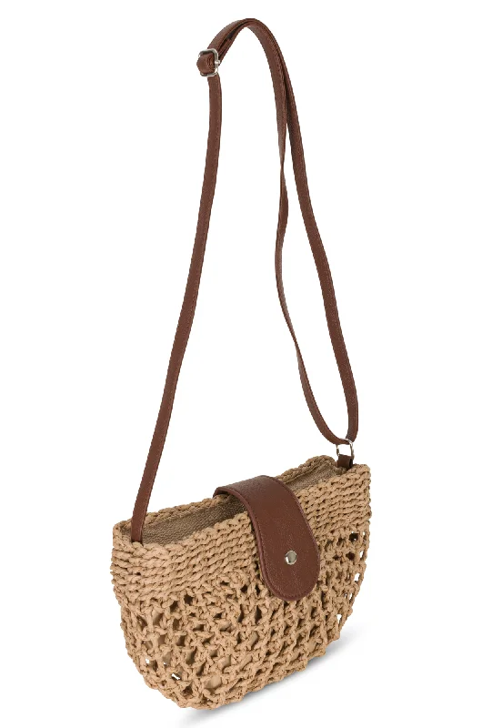 Half Circle crochet look Bag | NATURAL | 0597A1