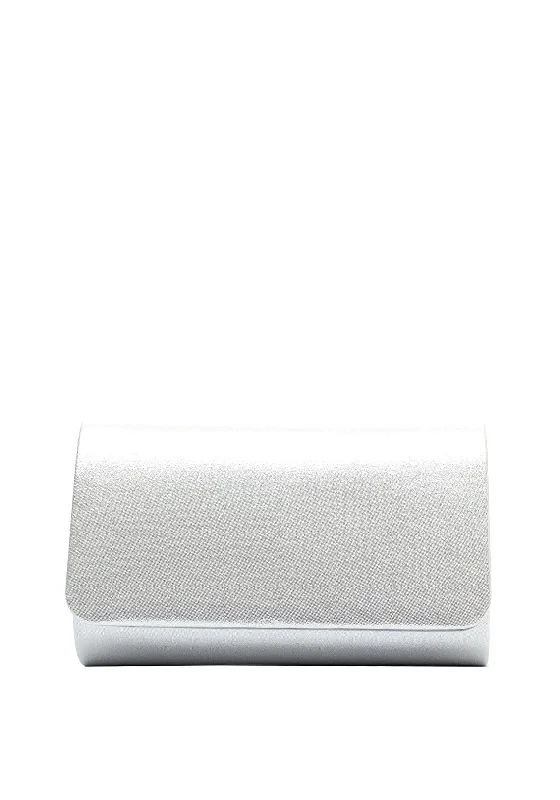 Menbur Metallic Shimmer Clutch Bag, Silver