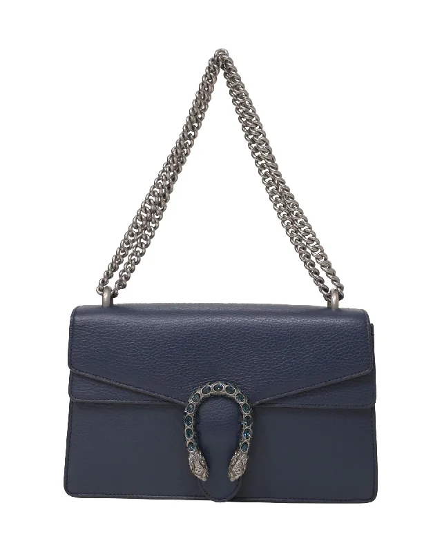 Gucci Small Dionysus Shoulder Bag in Blue Leather