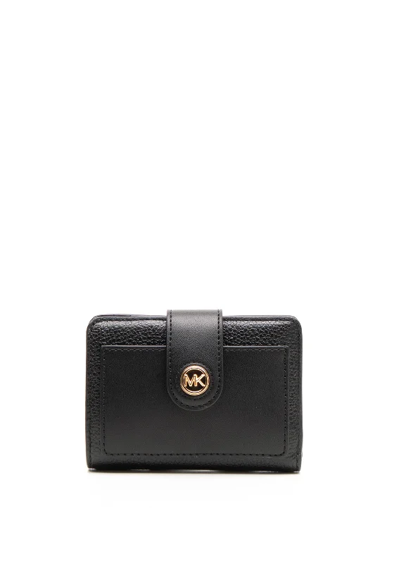 MICHAEL Michael Kors Charm Pebbled Leather Mini Wallet, Black