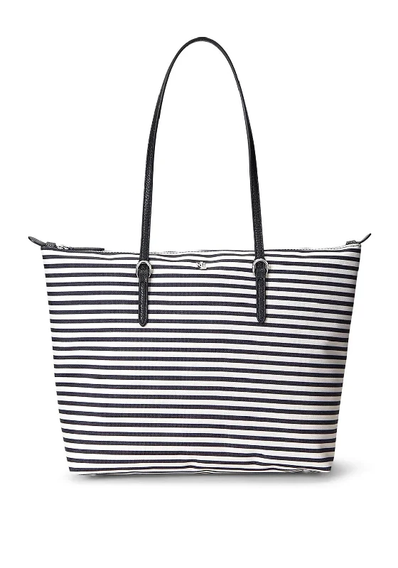 Ralph Lauren Keaton Striped Oxford Medium Tote Bag, Lierna Stripe & Black