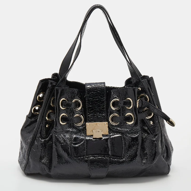 Jimmy Choo  Crinkled Patent Leather Large Riki Tote Bag