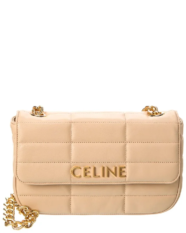 CELINE Monochrome Quilted Leather Shoulder Bag