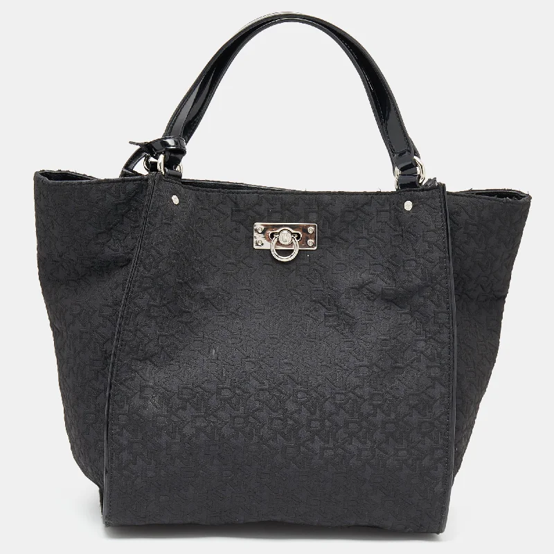 Dkny  Monogram Canvas And Patent Leather Tote