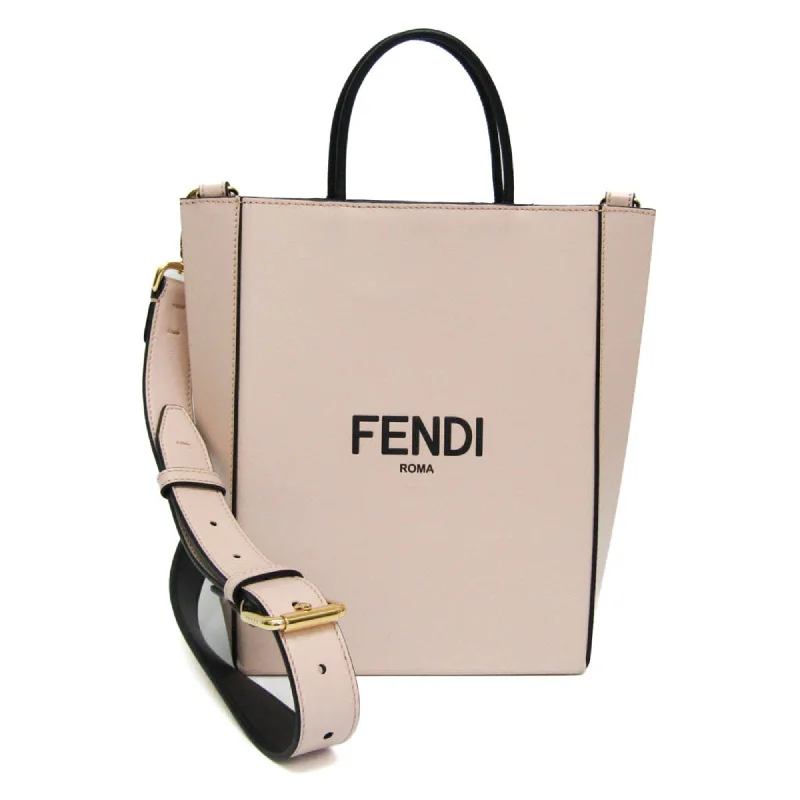 Fendi Logo Shopper  Leather Shoulder Bag (Pre-Owned)