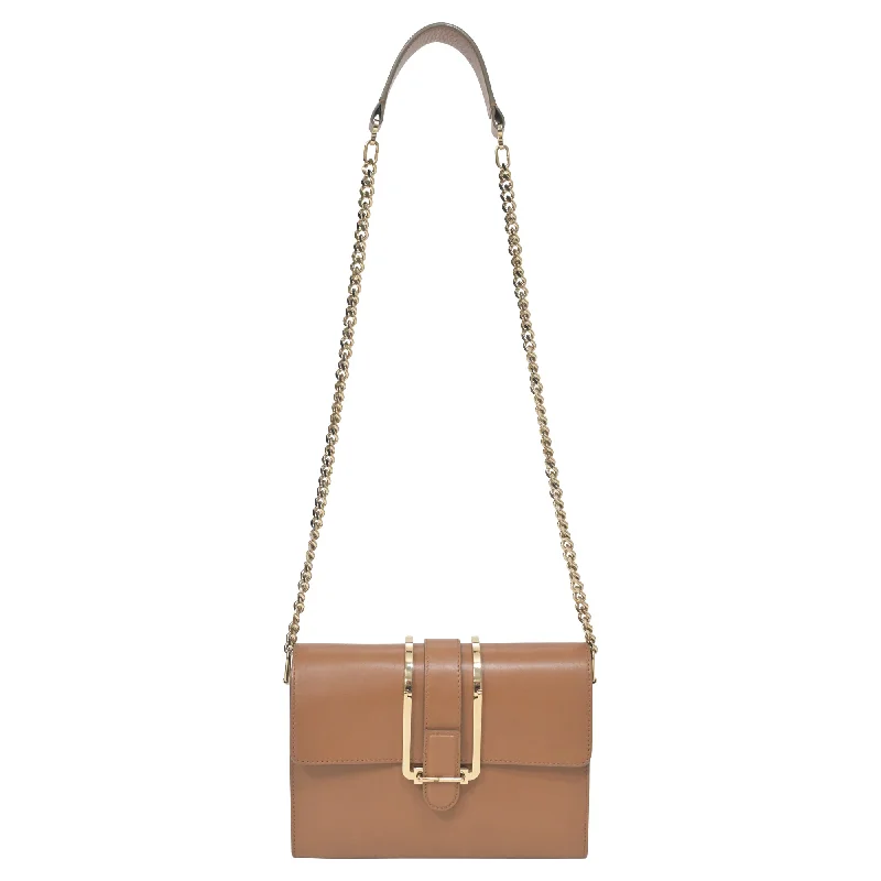 Chloe Small Bronte Flap Bag in Brown Leather