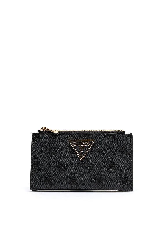 Guess Laurel 4G Logo Zip Wallet, Coal