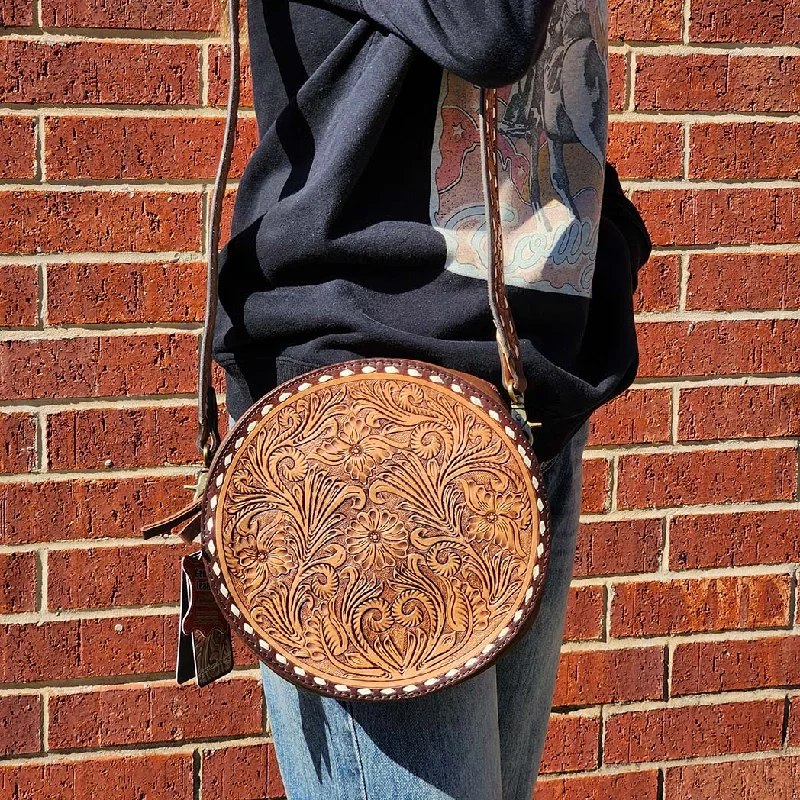 American Darling Round Tooled Buckstitched Purse