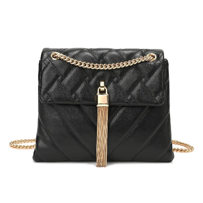 Tiffany & Fred Quilted Sheepskin Tassel Crossbody