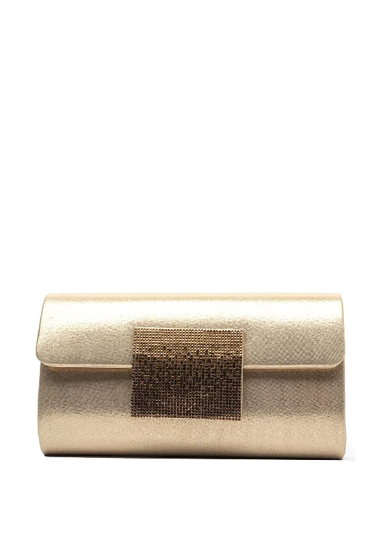 Menbur Diamante Shimmer Clutch Bag, Gold