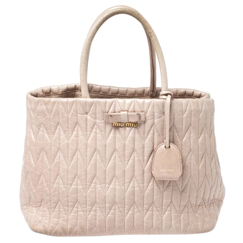 Miu Miu Beige Metalasse Leather Covertible Tote